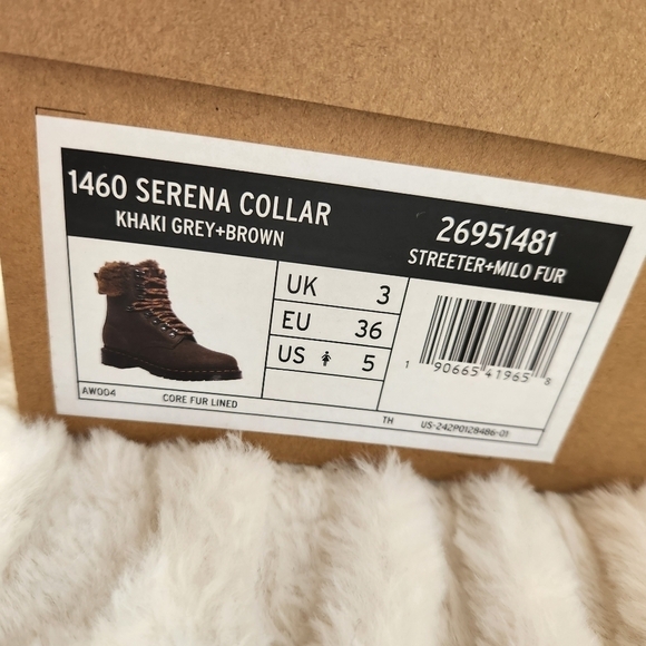 New NIB Doc Martens Women's size 5 Brown 1460 Serena Collar Winter Boots Kids 3 - Picture 4 of 7